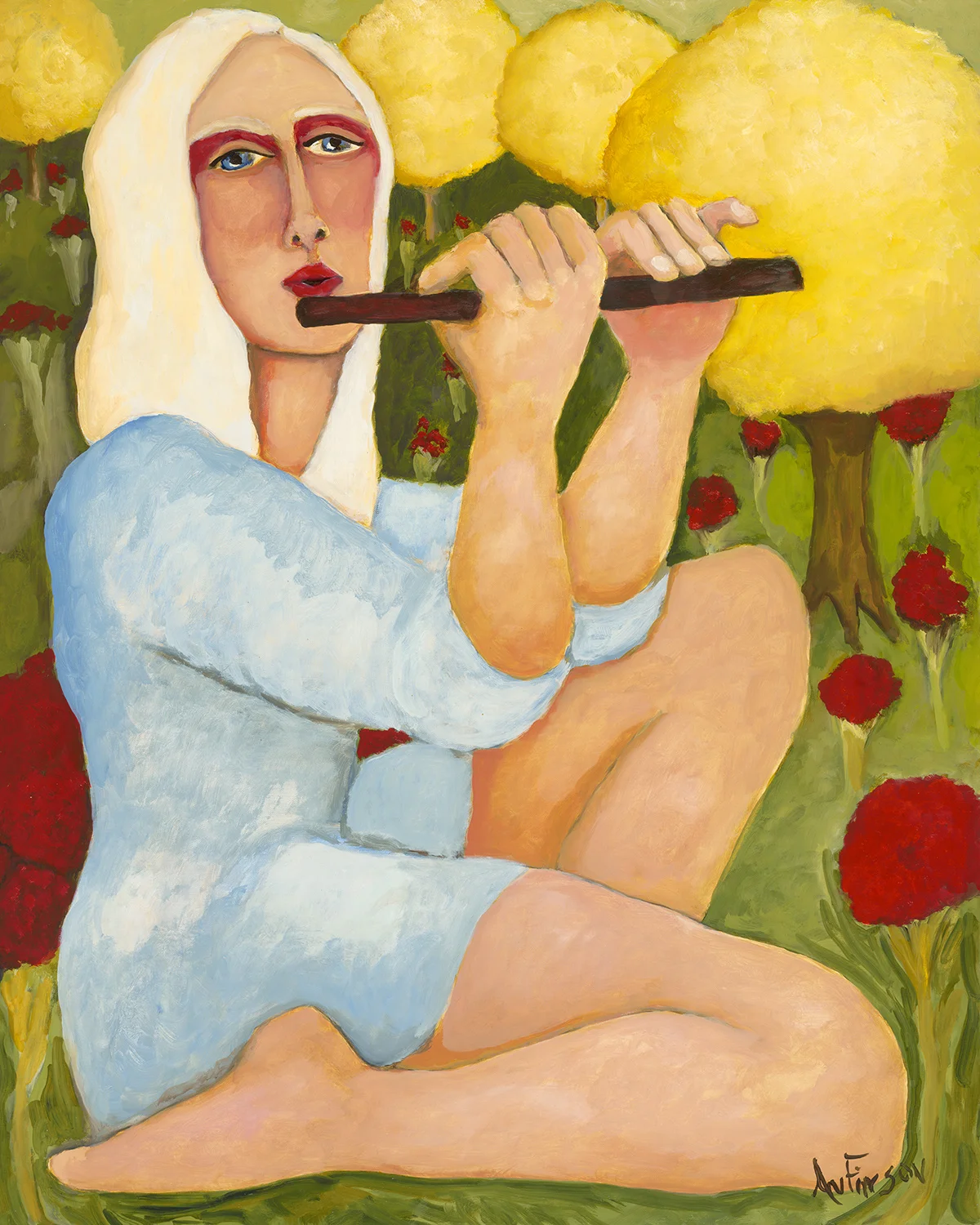 the wooden flute $4600 oil on linen panel 30 x 24 2019