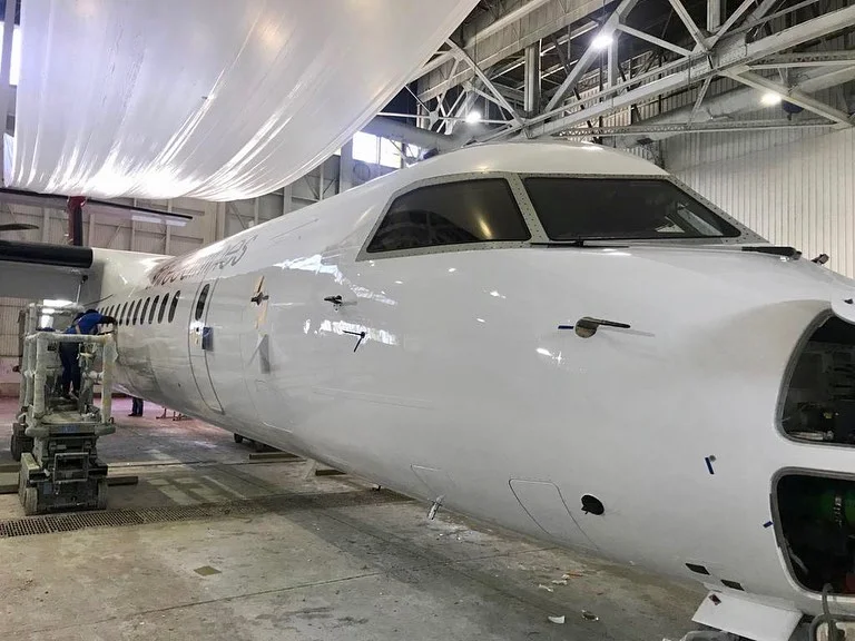 The first Q400 for Nepal’s Shree Airlines is seen above being prepared for delivery from Tucson, AZ Aviation Nepal Photo ©