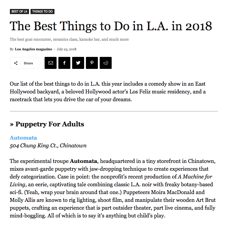 Article in LA Magazine