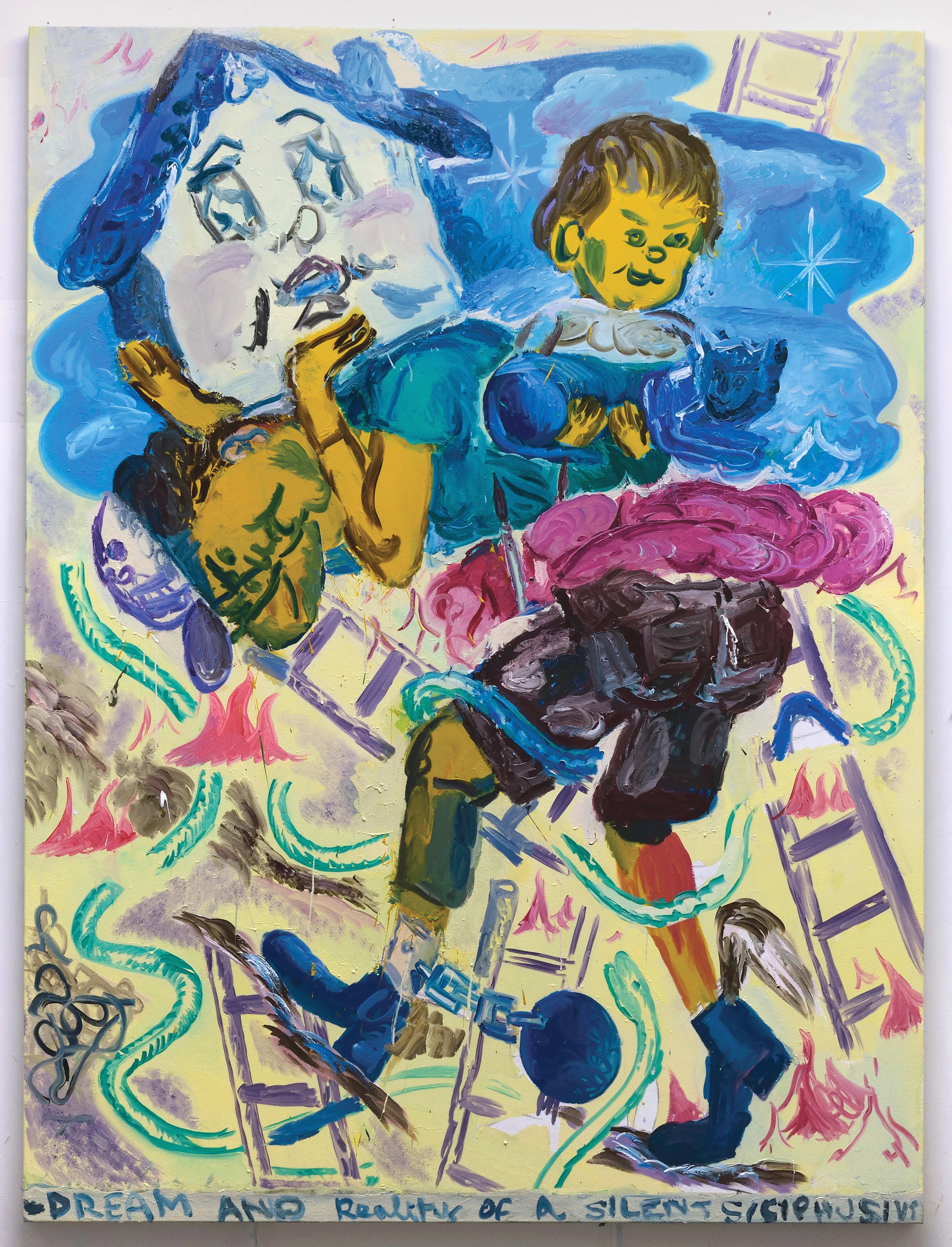 ‘Dream and Reality of a silent Sisyphus’ 2018 Oil on canvas. 200 x 150 cm