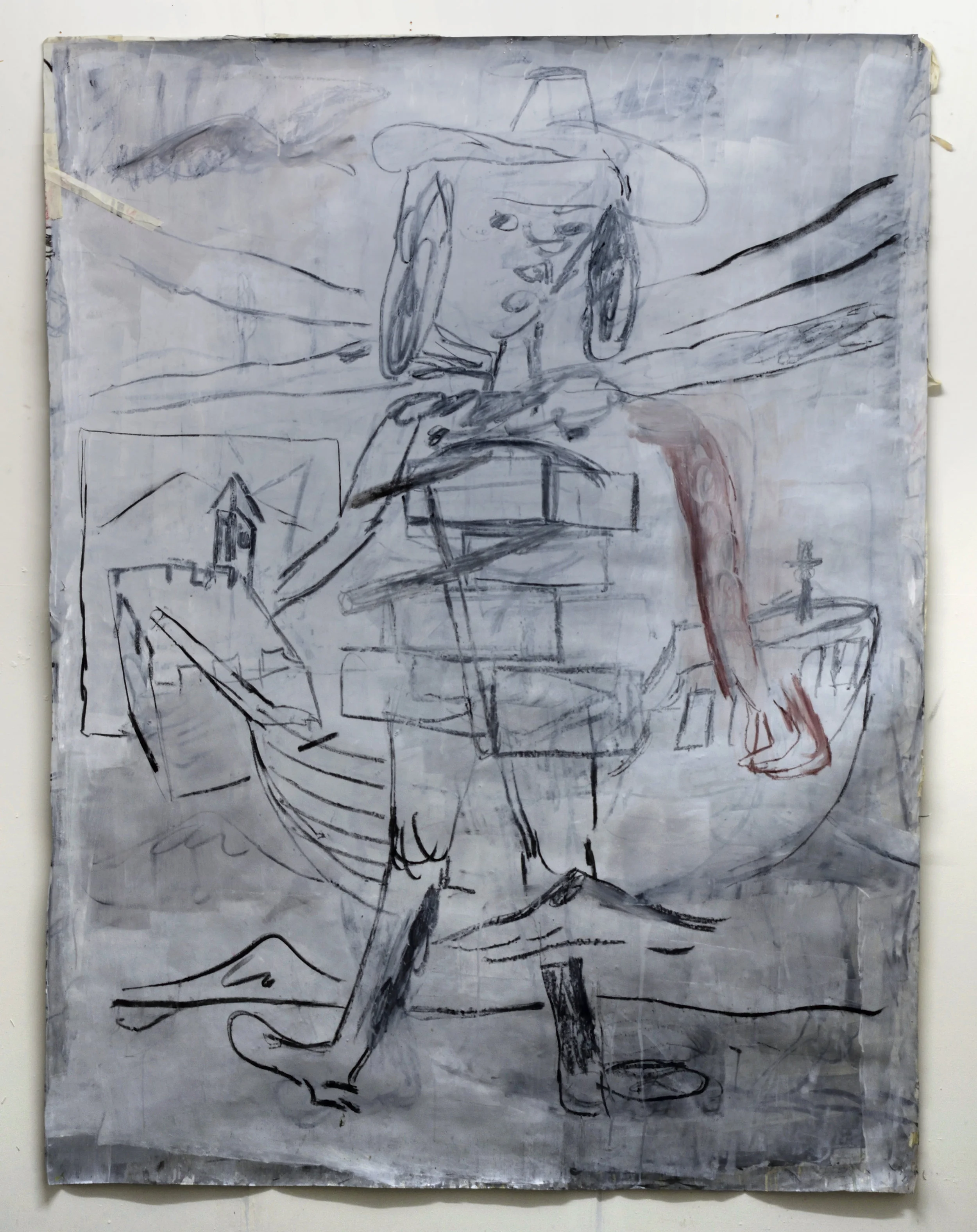    ‘Interzone Pioneer' 2018   Charcoal and pastel on paper. 200 x 150 cm 