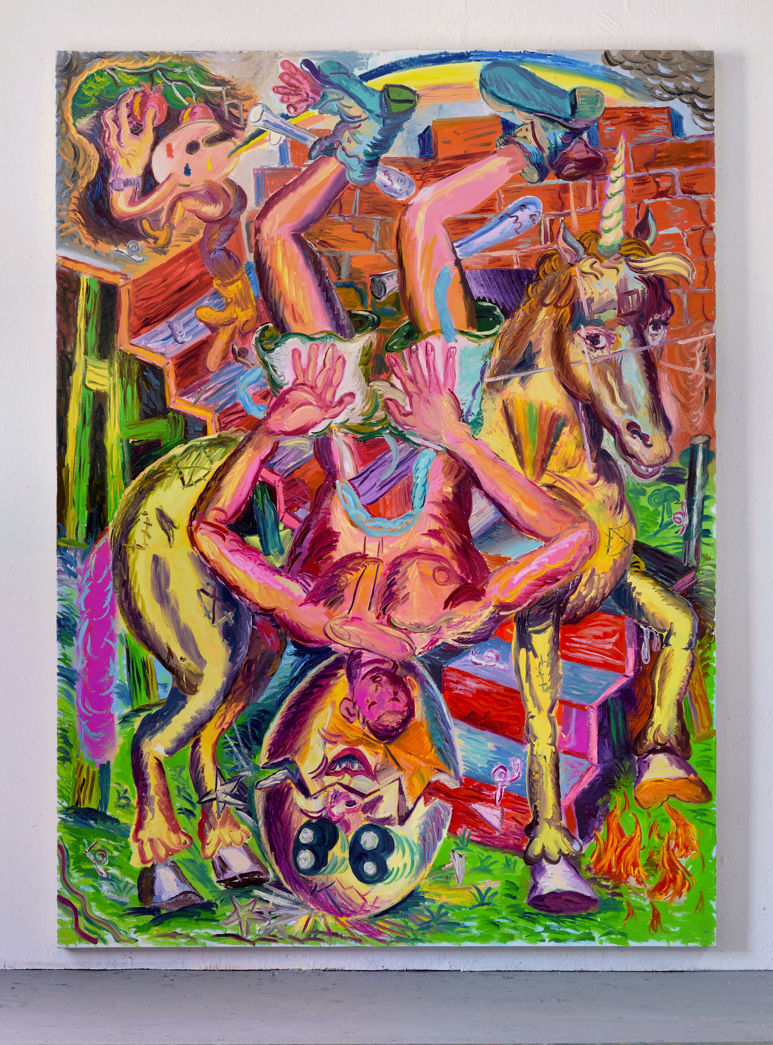    ‘The unicorn and the egg’ 2020   Oil on canvas. 200 x 150 cm 