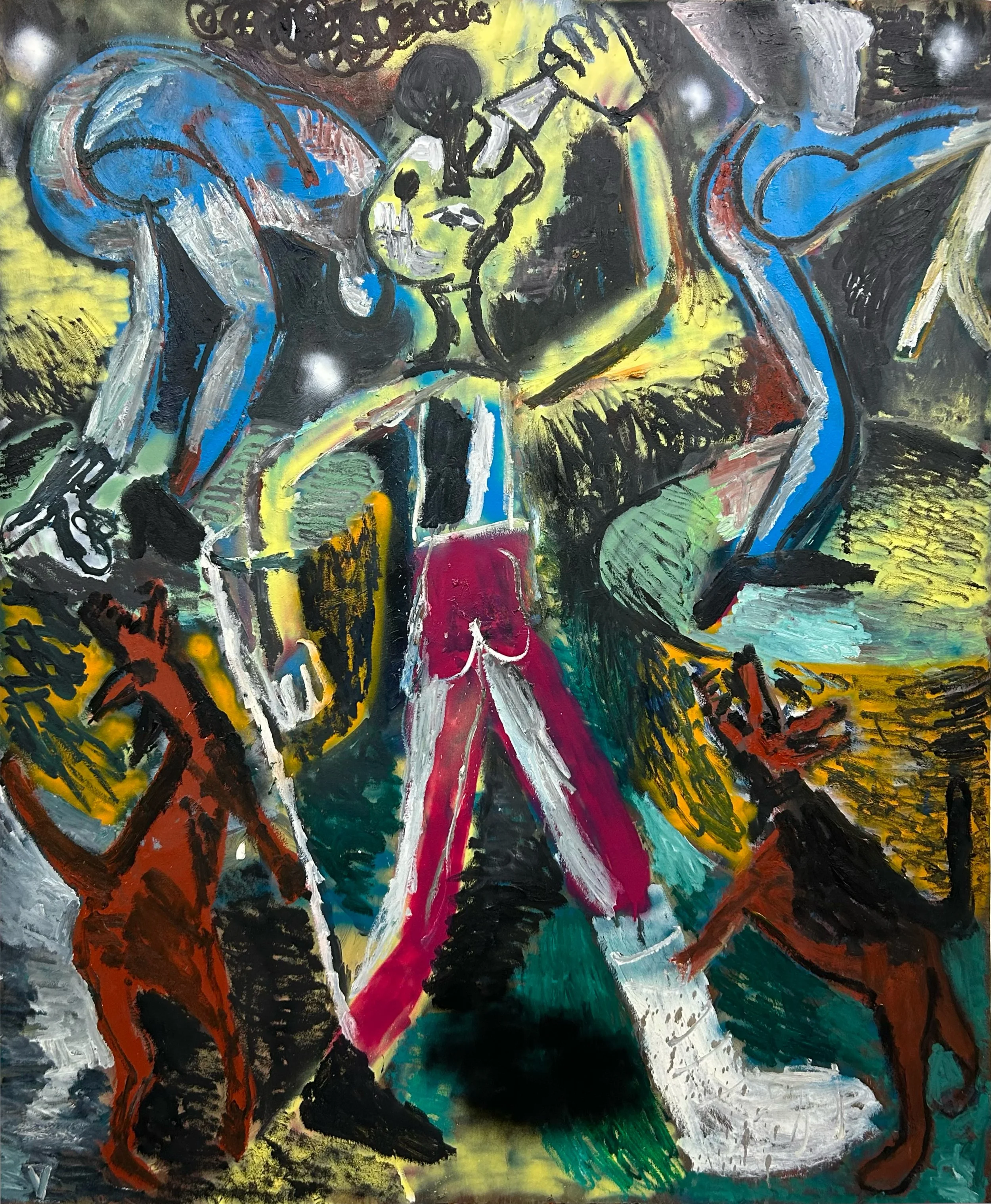   ‘Metropolis’ 2025-26  Oil, acrylic and aerosol on paper. 180 × 150 cm 
