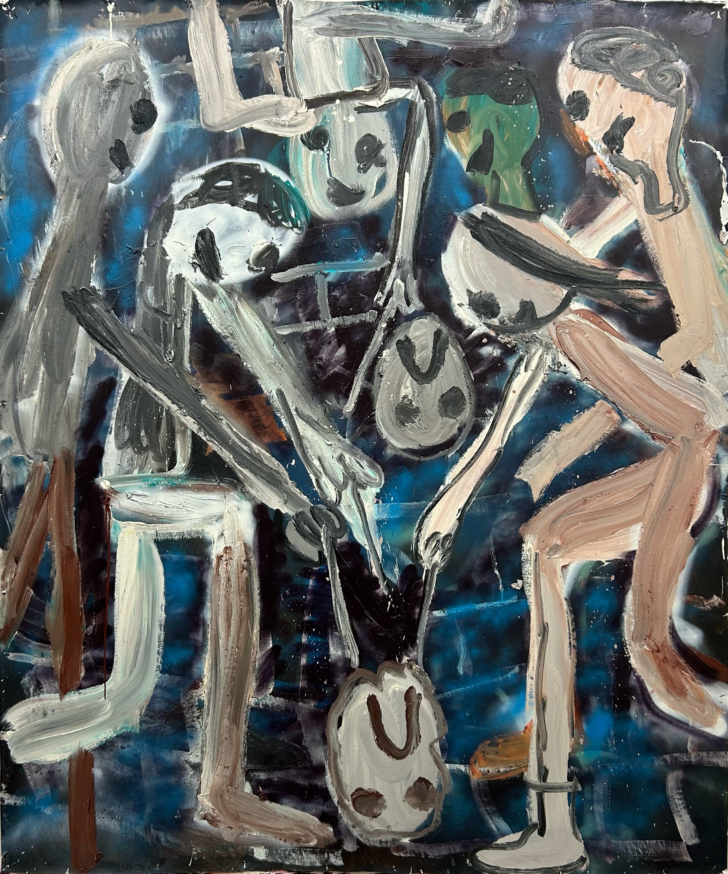   ‘Herd’ 2025  Oil, acrylic and aerosol on paper. 180 × 150 cm 
