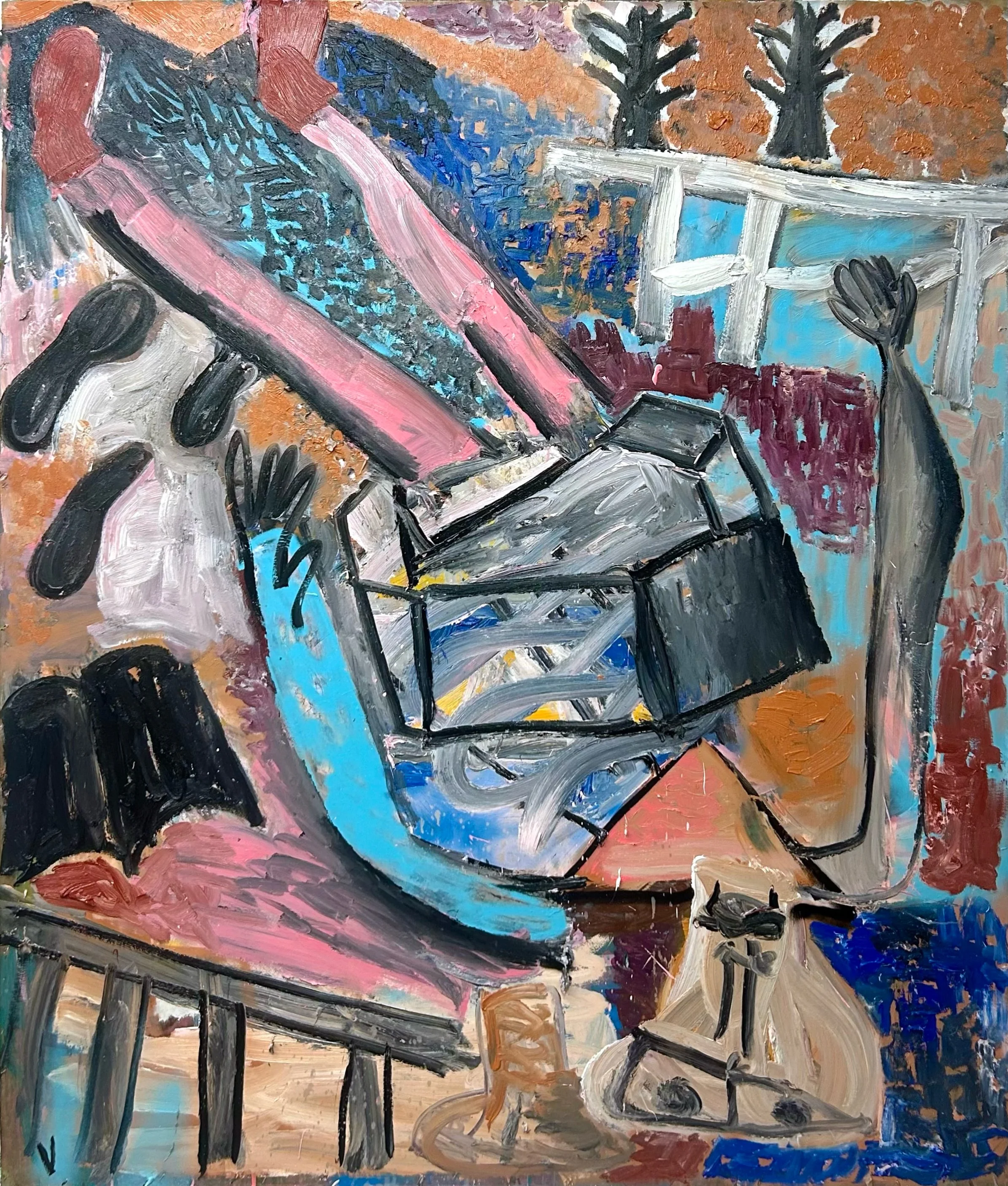   ‘Robert Walser’ 2026  Oil, acrylic and aerosol on paper. 180 × 150 cm 
