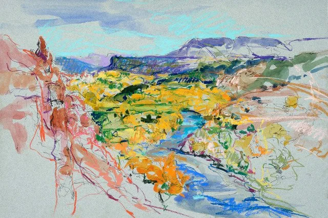  Flow of the River, 2025 | Mixed Media on Paper, 12” x 16” 