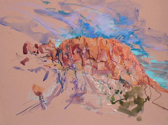  Rock and Sky, 2025 | Mixed Media on Paper, 12” x 16” 