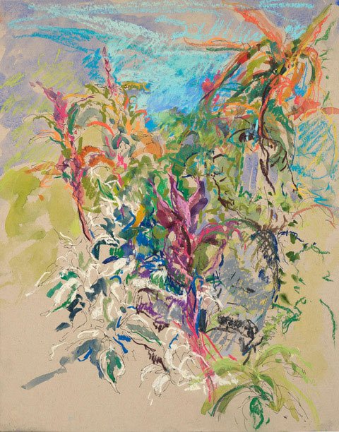  Hawaiian Garden, 2026 | Mixed Media on Paper, 16" x 12" 