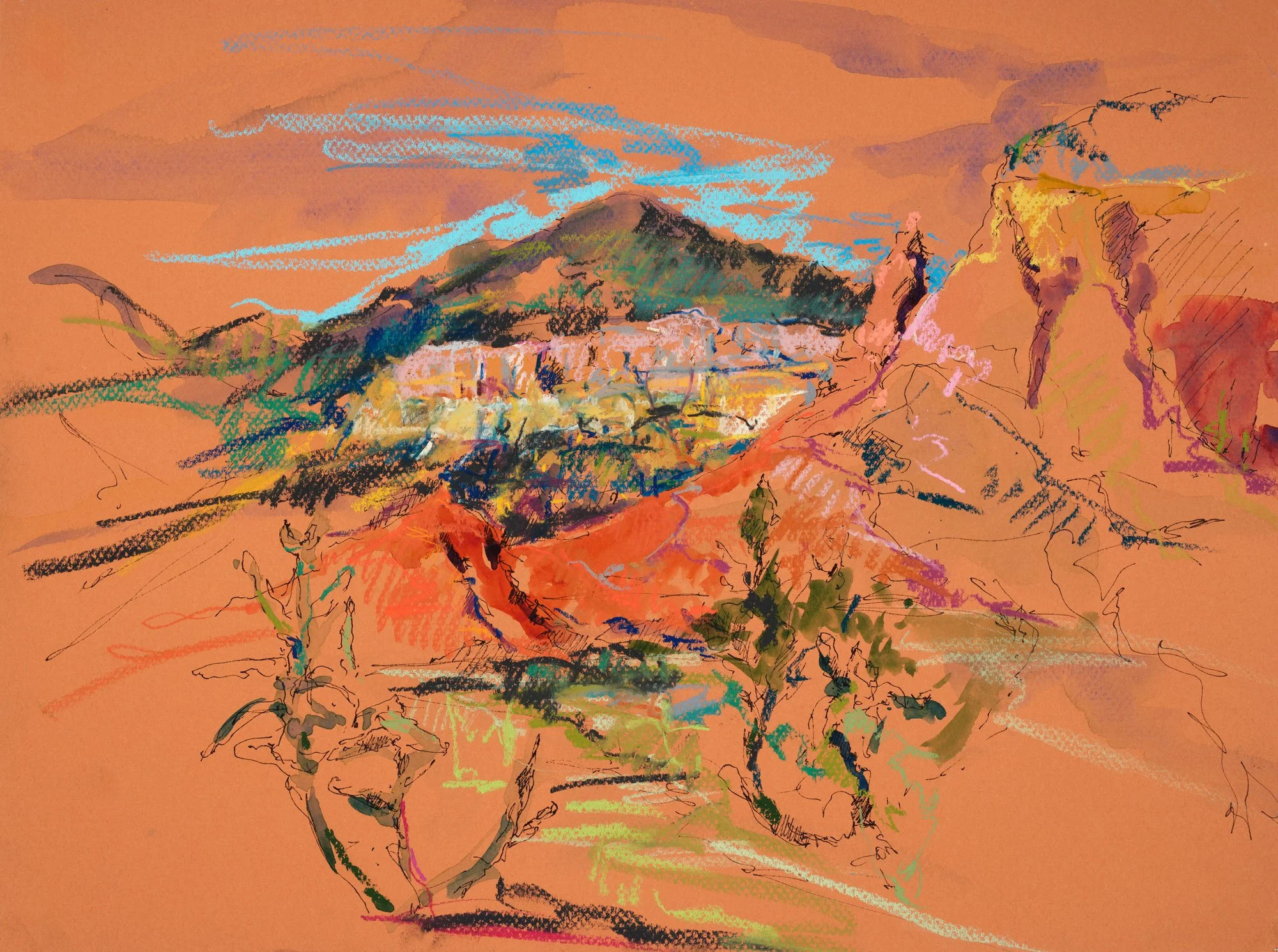  On the Road to “Christ in the Desert″, 2026&nbsp; |&nbsp; Mixed Media, 12″ x 16″ 
