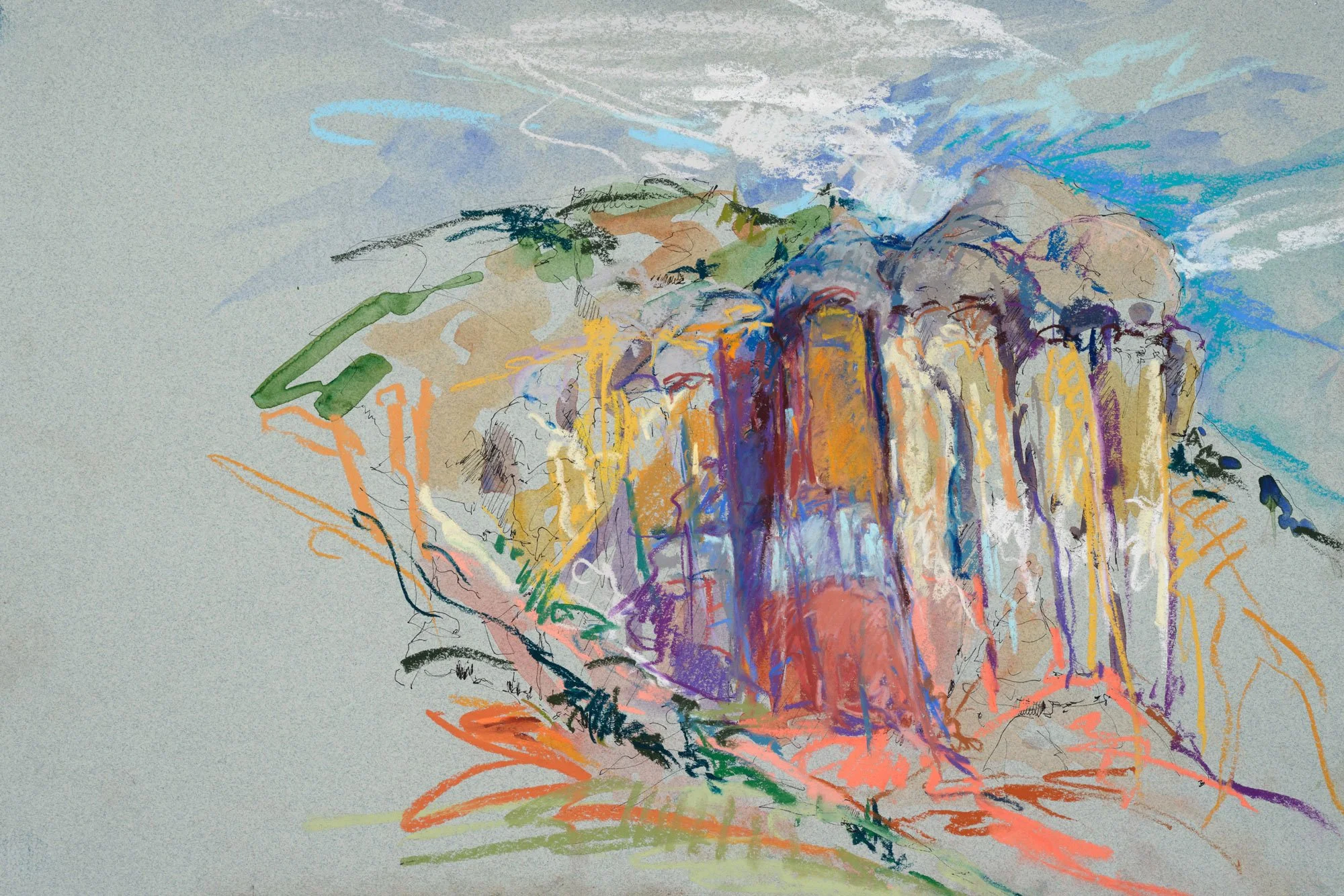  Pillars in the Rock, 2026&nbsp; |&nbsp; Mixed Media, 12″ x 18″ 