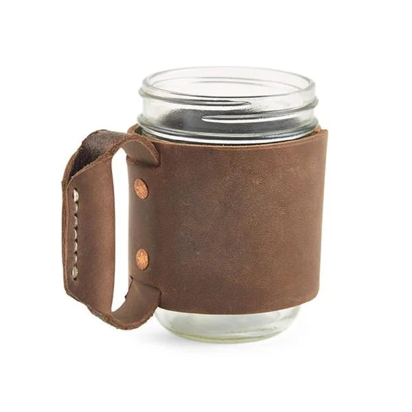 LEATHER MINER MUG, DARK BROWN