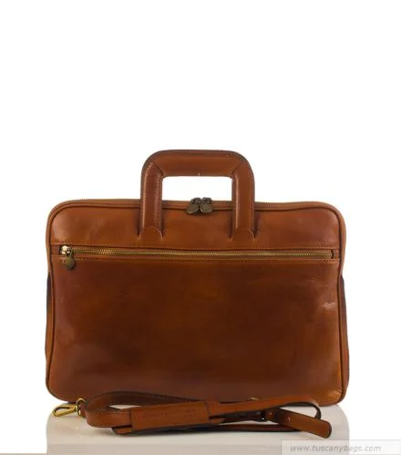 LEATHER OFFICE PAPER BAG, COGNAC