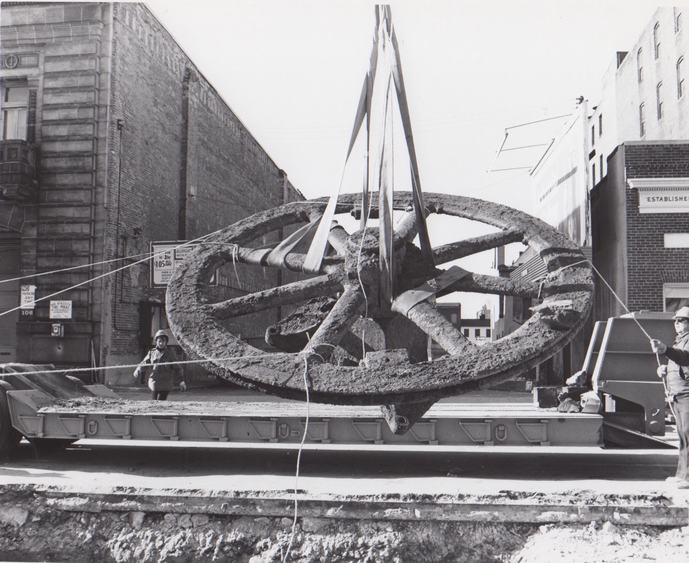 Image Credit: Ralph J Kueppers, Cable Wheel removed from under the streets of Baltimore, 1975
