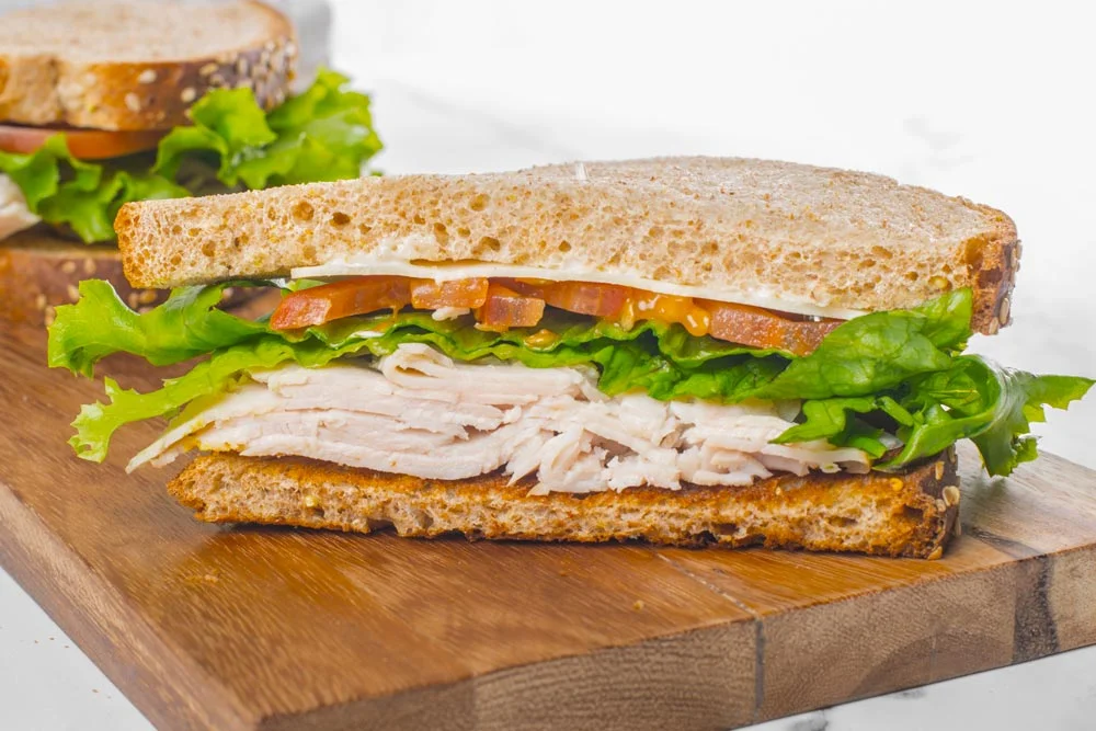 Smoked Turkey & Cheese, served with your choice of bread. White, wheat, rye, sourdough, or pita