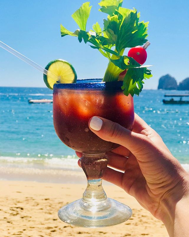 Even though I am sick and taking a drinking break I&rsquo;m somehow still going to sleep dreaming about waking up to these Bloody Marys ❤️ #cabo #vacation #beach #bloodymary #booze #ocean #mexico #medanobeach #travel #summer #shine #drinks #basic
