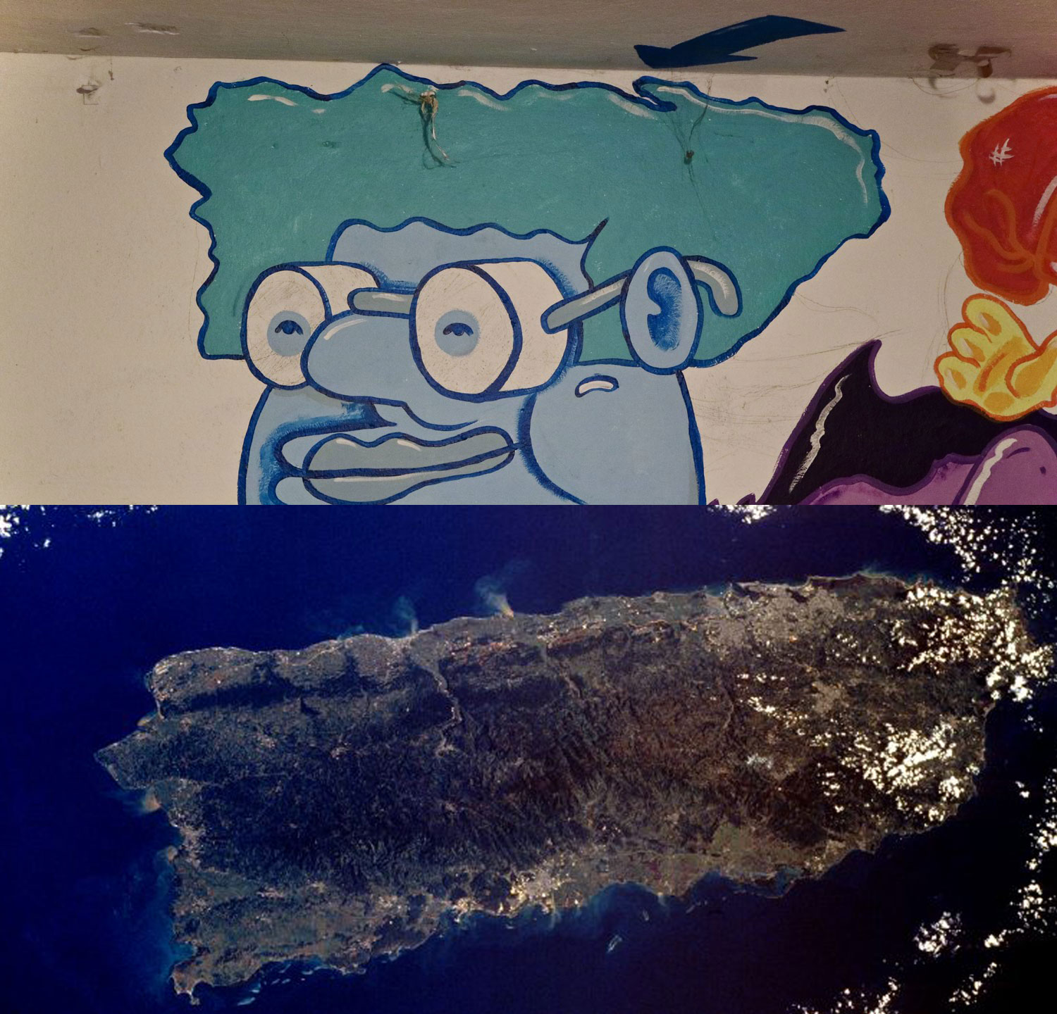 Es casi imposible distinguir cual es el real y cual es el del mural.