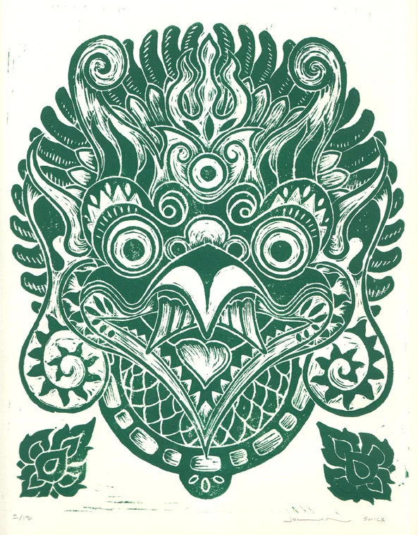 "Garuda" - 8x10" Linoleum Block Print