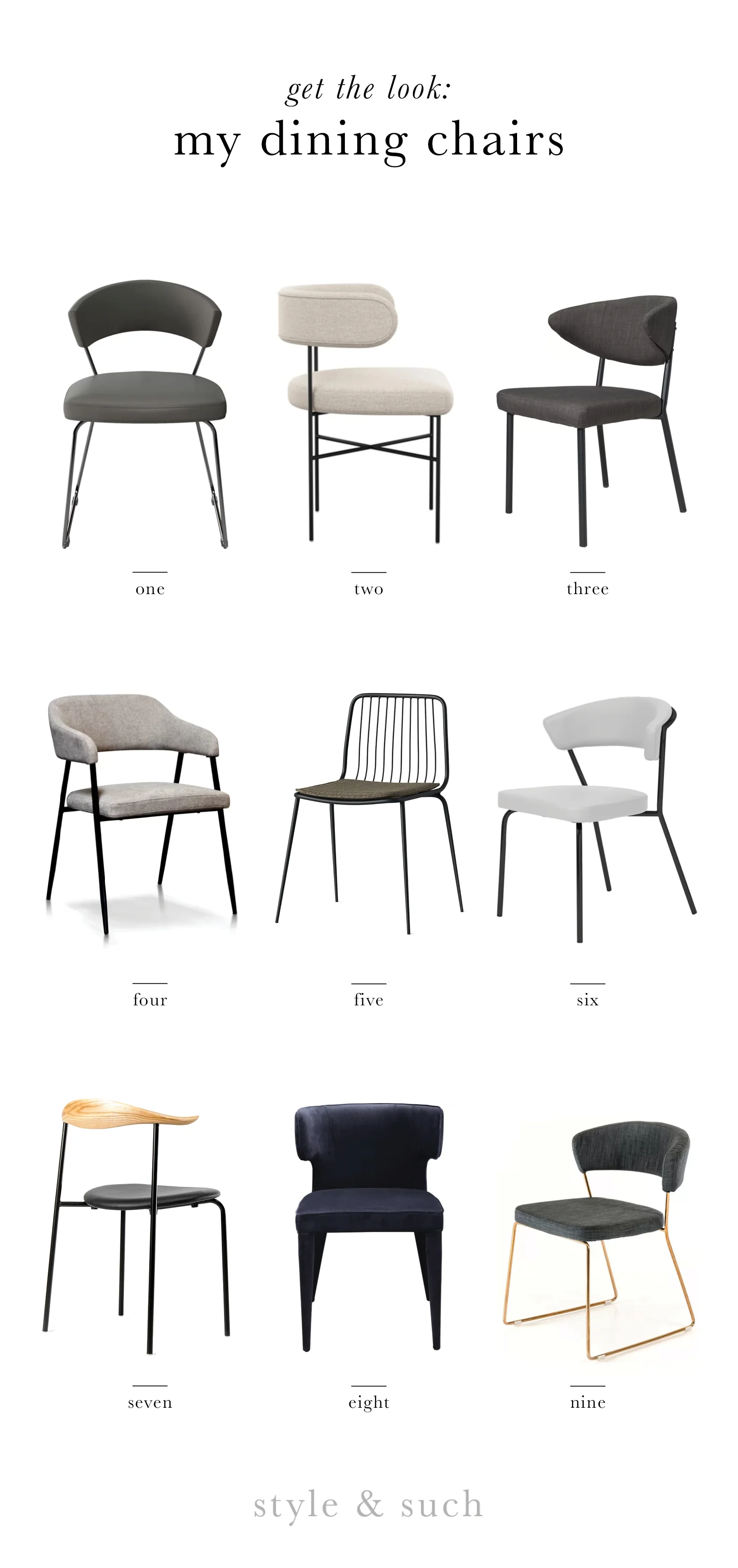 1. Gainsborough Dining Chair | 2. Audrey Dining Chair | 3. Felicia Dining Chair | 4. Tyshawn Dining Chair | 5. Sondra Square Dining Chair | 6. Viviana Dining Chair | 7. CH88 Dining Chair | 8. Kartik Dining Chair | 9. Lipscomb Dining Chair