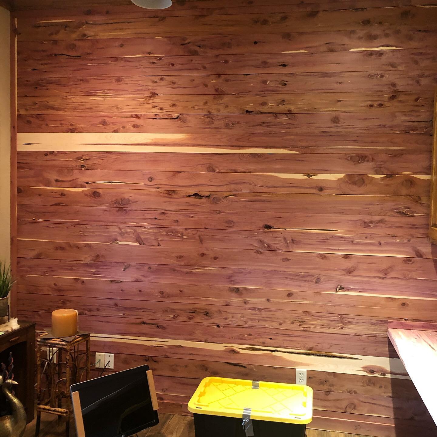 Shiplap wall and desk for office