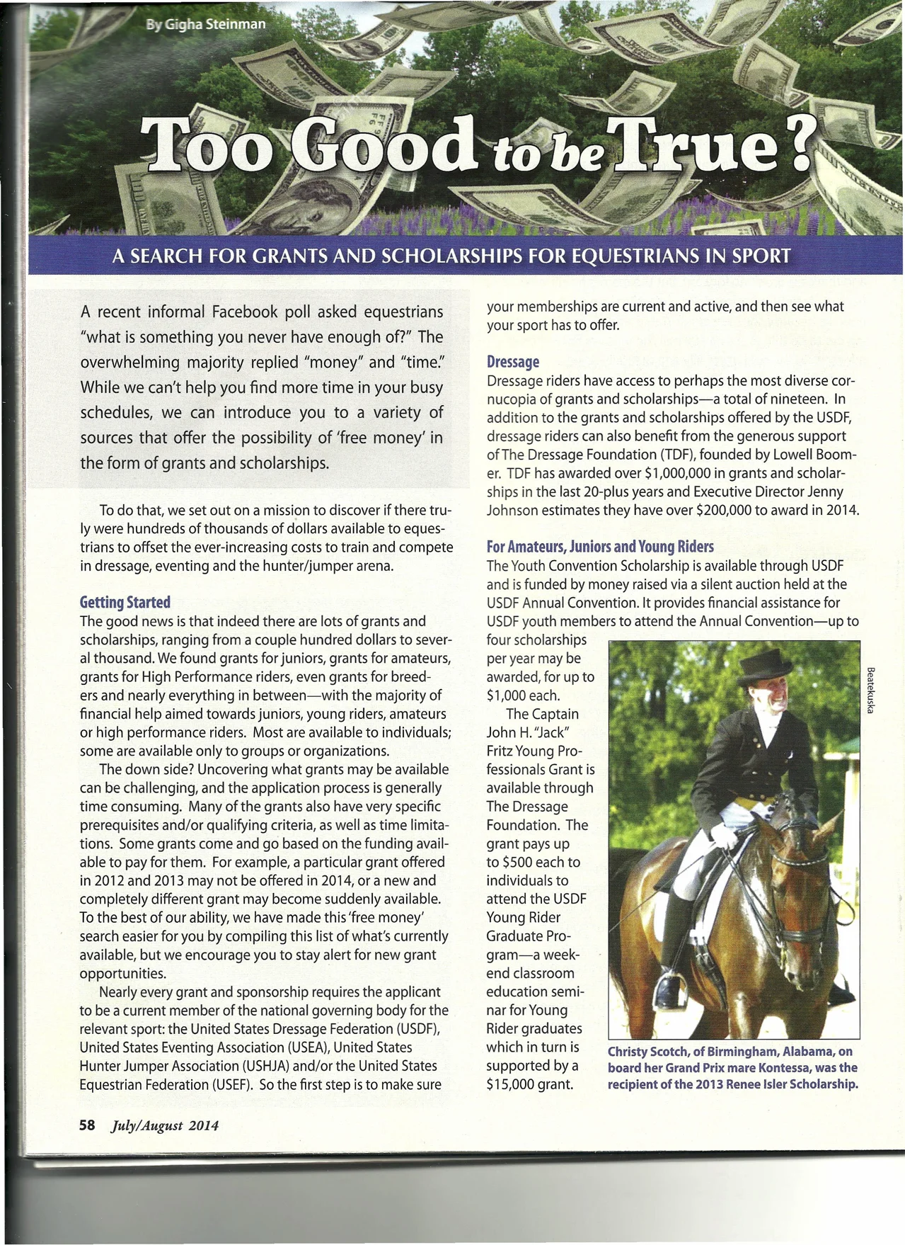 Featured in Warmbloods Today 2014