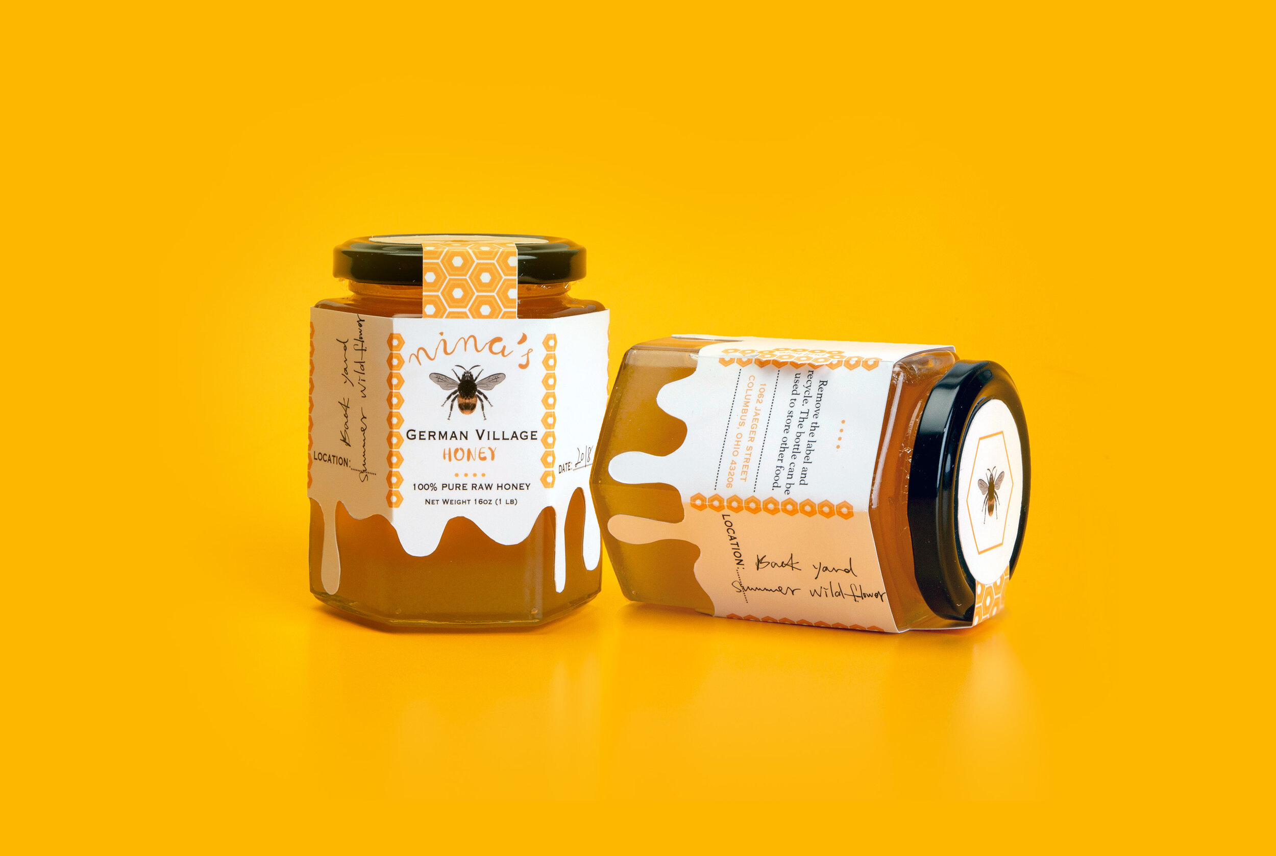 I created a new package design for an existing grocery store brand - Nina’s Honey. There are two goals, create a great looking desirable package, and improve the environ- mental sustainability profile of the package from the current offering. Abou