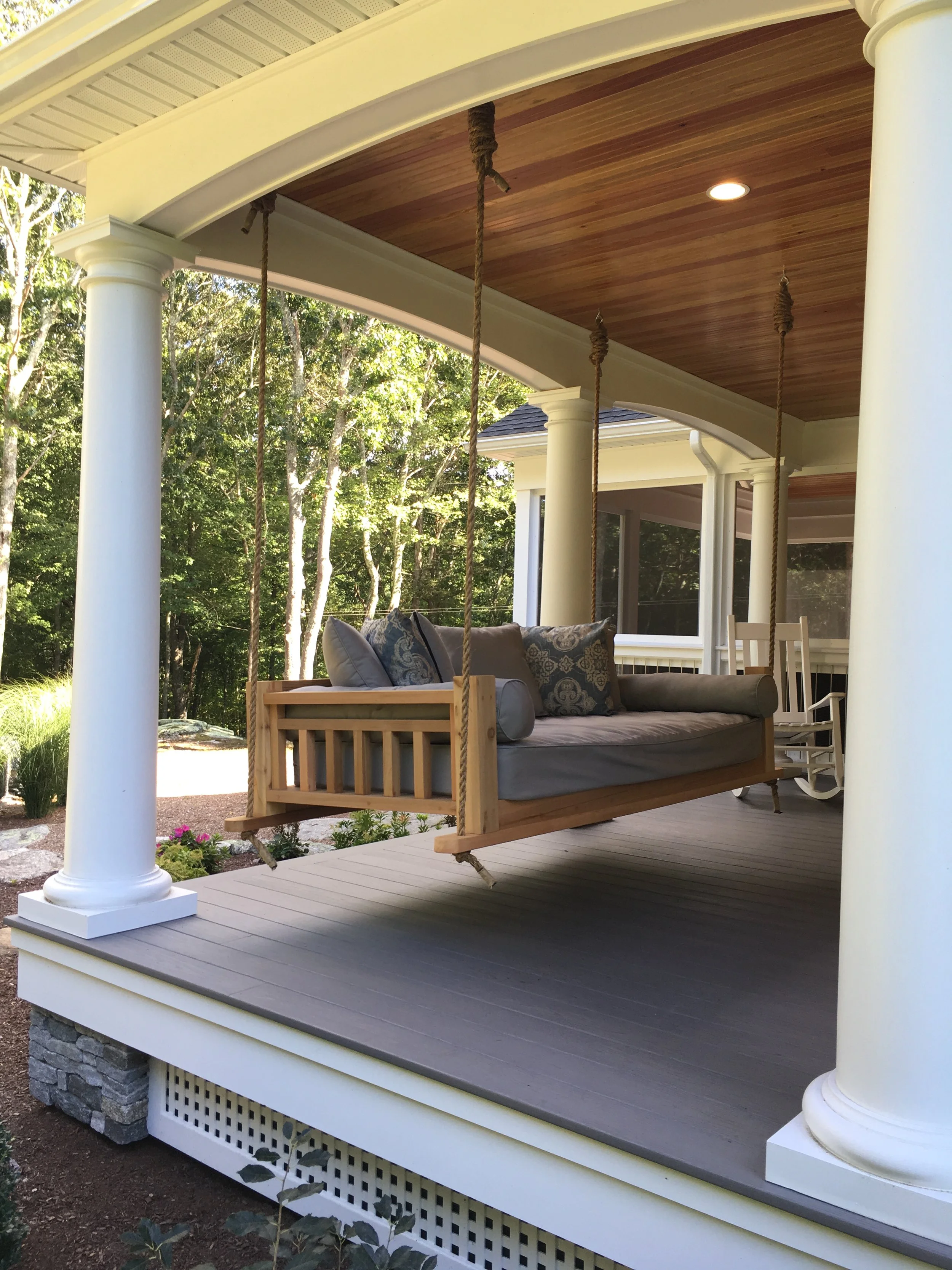 A comfortable and beautiful porch swing