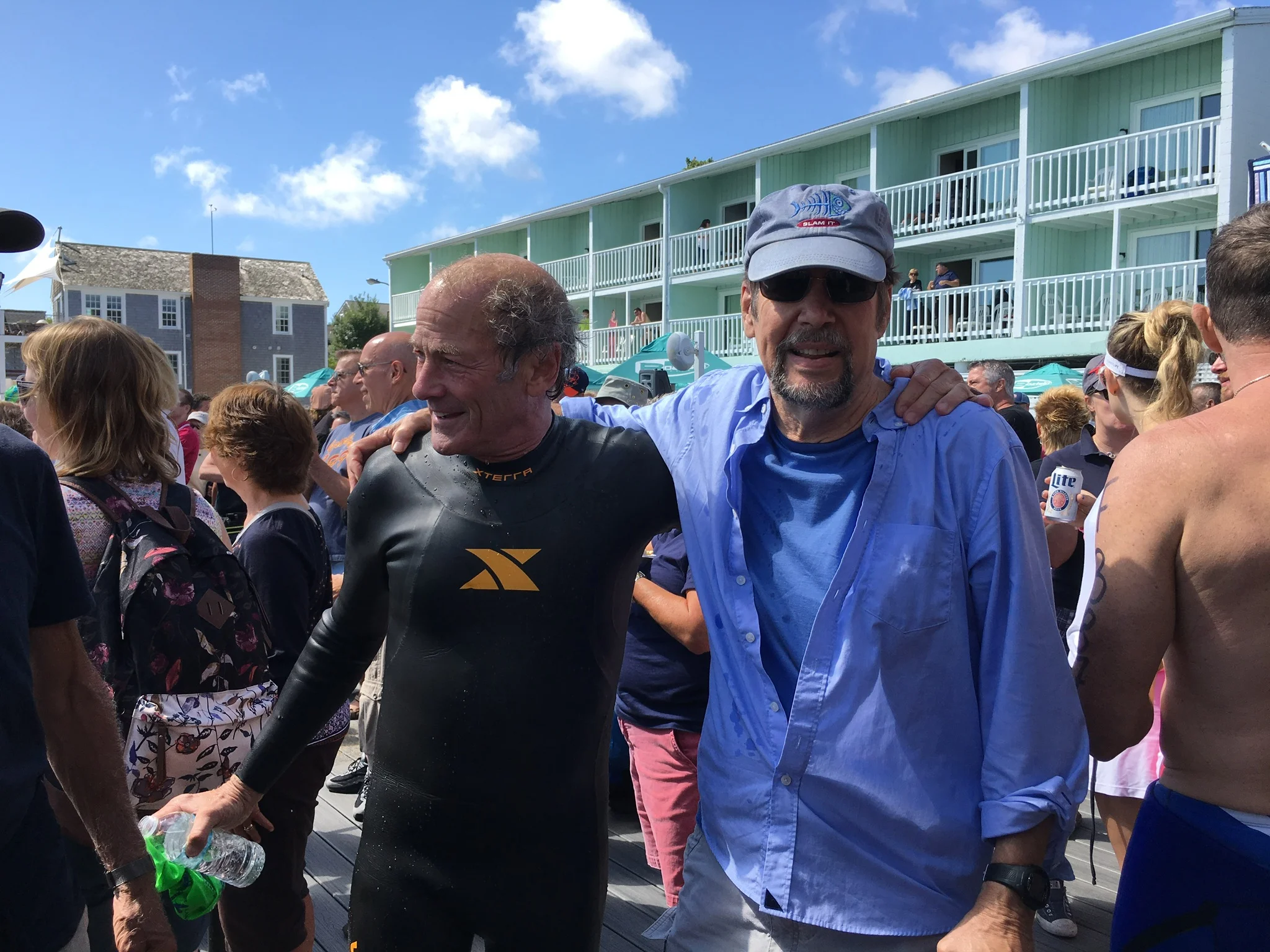 With Jim, champion fundraiser for the Swim for Life, Provincetown, 2017