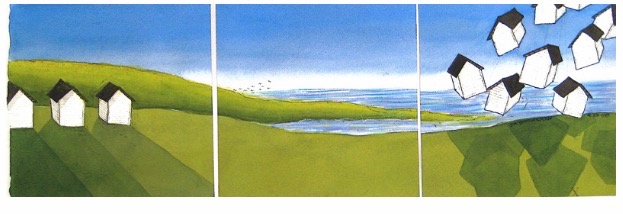 A 1995 untitled tryptich from Youngerman's "Lonesome Landscapes" series
