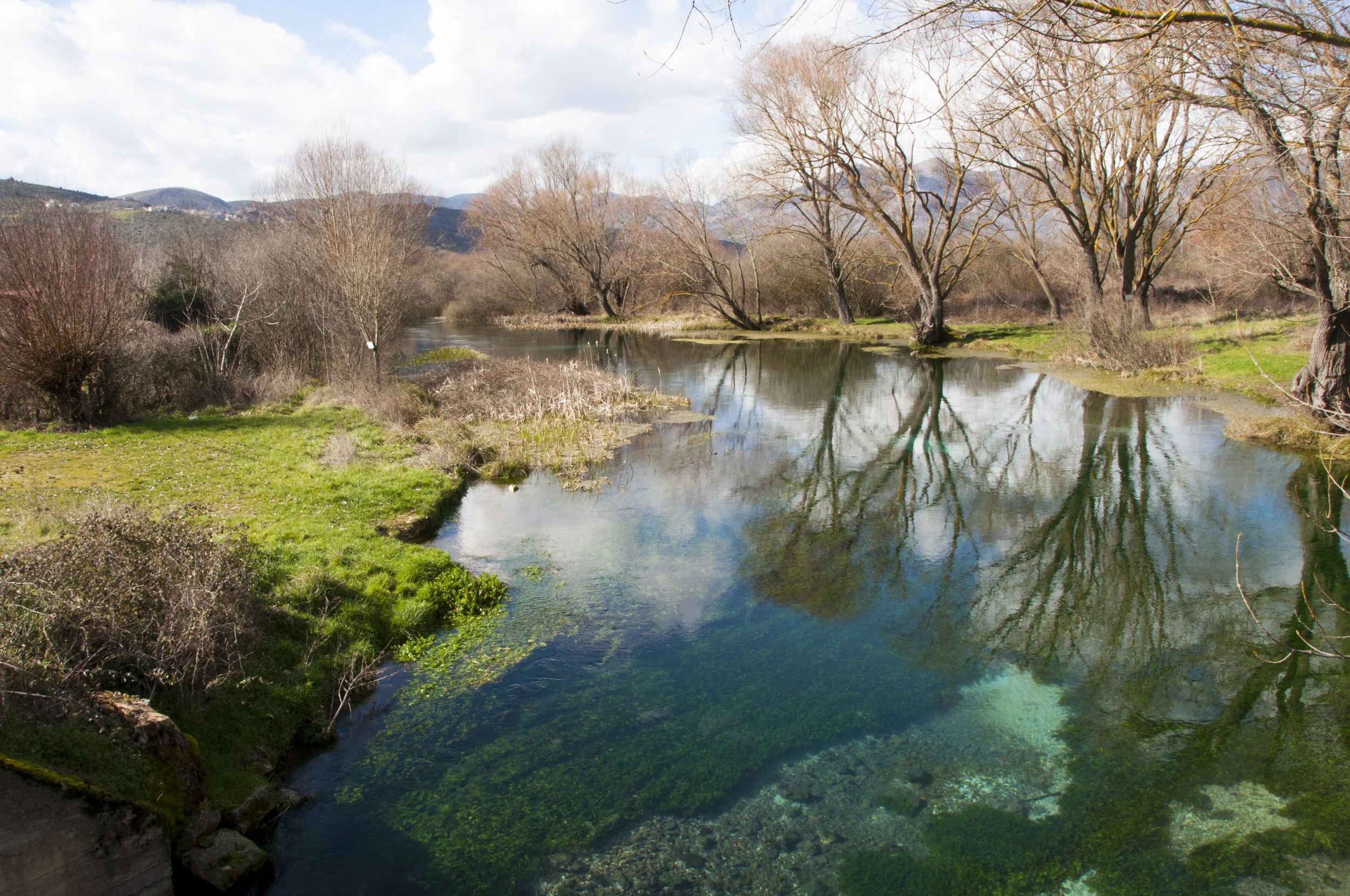 Gentle flowing river in the Abuzzo region of Italy
