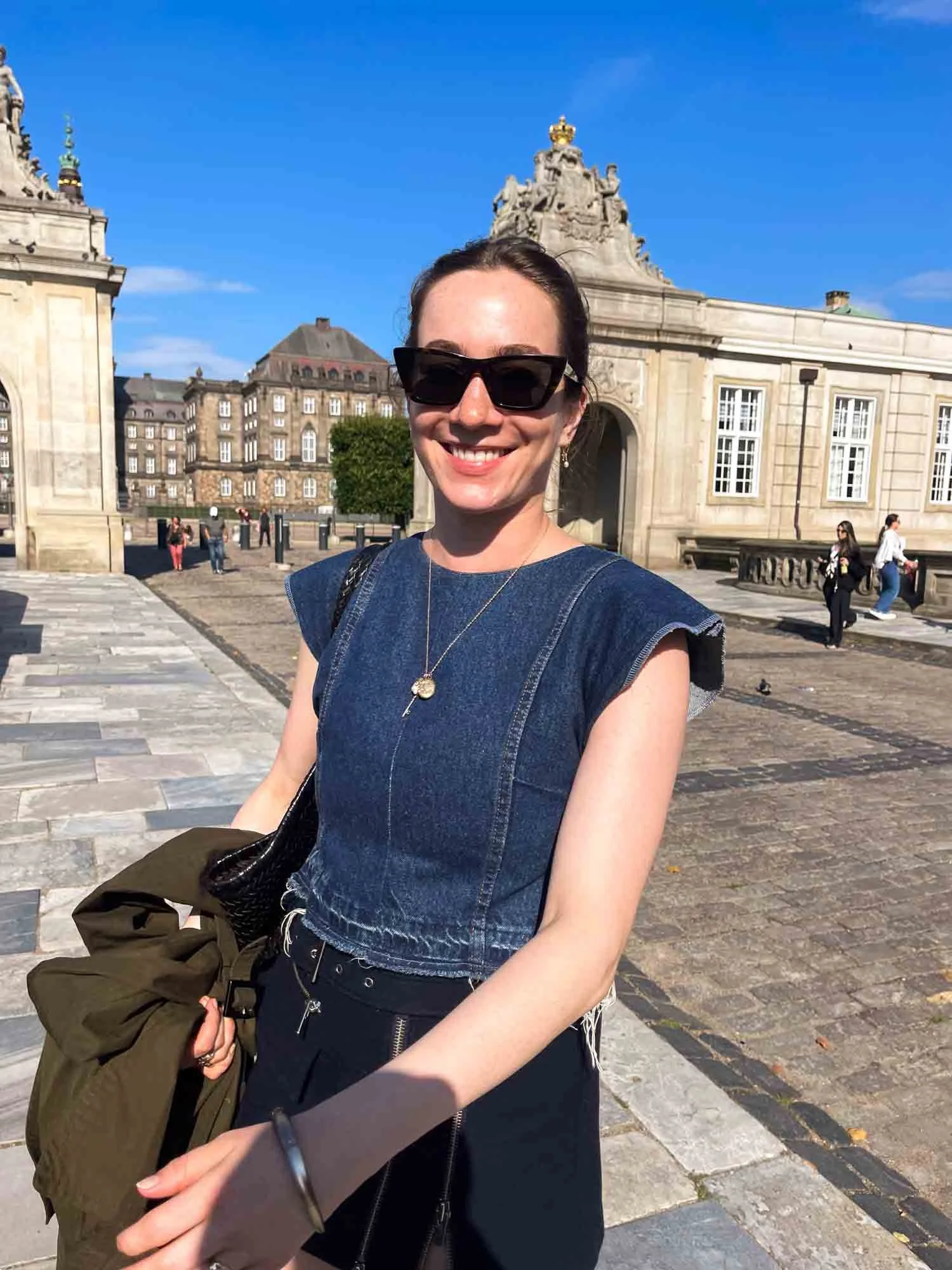Brenna Feeney near Danish Parliament, Copenhagen