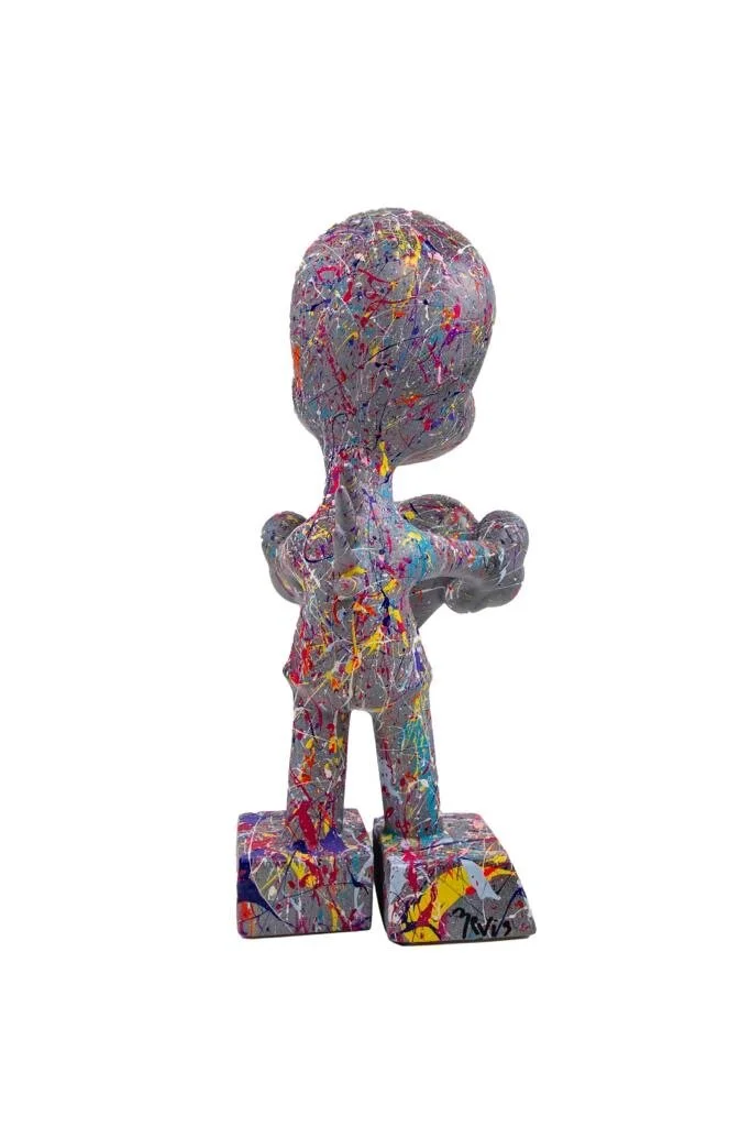 ZVG-S19065 Zevi G Art MR. MONEYBAGS ABSTRACT Gray : Multi 24 INCH RESIN SCULPTURE 2019 3.JPG