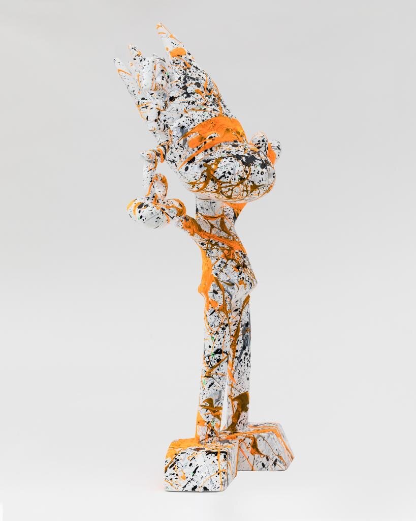 ZVG-S18045 Zevi G Art THE RULER white orange multi 24 inch Sculpture 2018 4.JPG