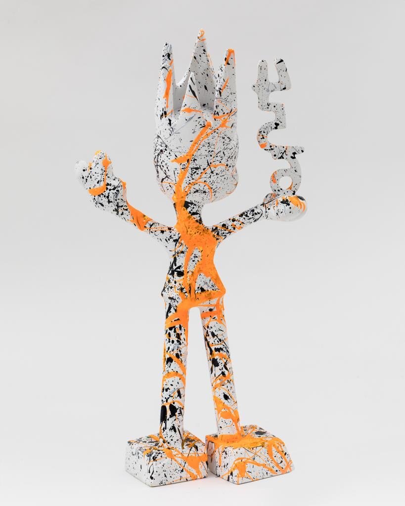 ZVG-S18045 Zevi G Art THE RULER white orange multi 24 inch Sculpture 2018 3.JPG