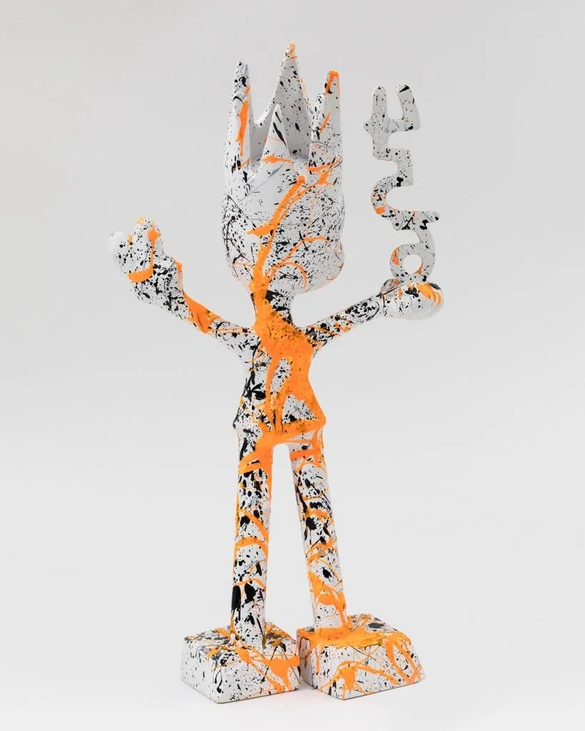 ZVG-S18045 Zevi G Art THE RULER white orange multi 24 inch Sculpture 2018 3.JPG