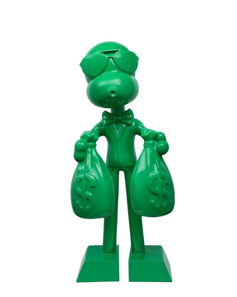 ZVG-S18050 Zevi G Art MR. MONEYBAGS green 60 inch Sculpture 2018.JPG