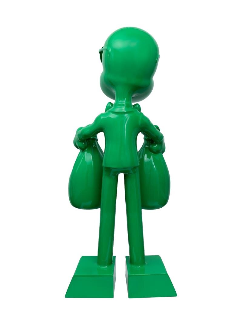 ZVG-S18050 Zevi G Art MR. MONEYBAGS green 60 inch Sculpture 2018 3.JPG
