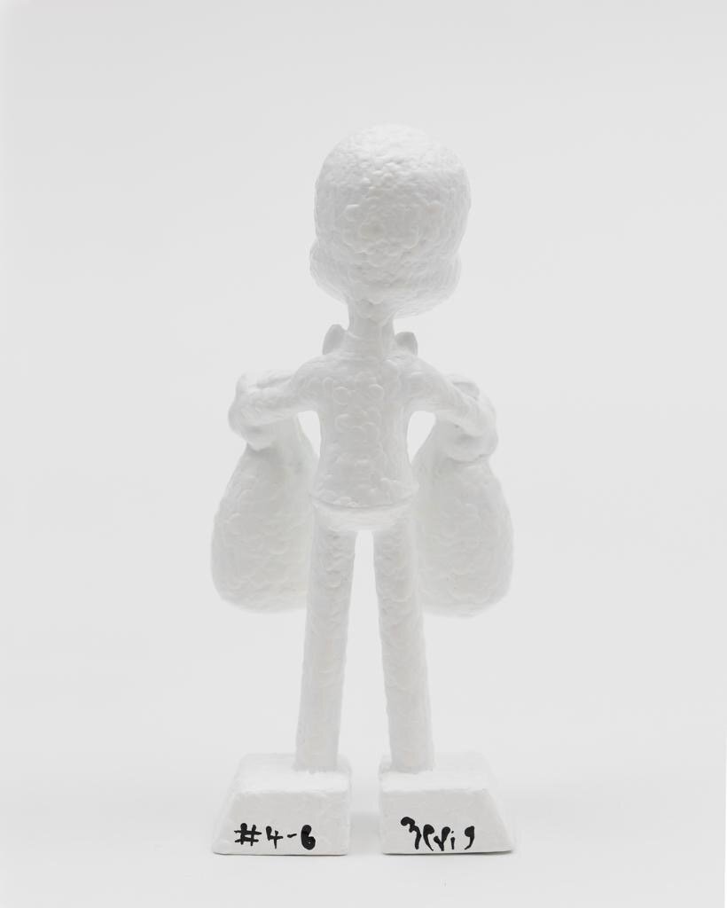 ZVG-S17023  Zevi G Art MR. MONEYBAGS white 6 inch Sculpture 2017 3.JPG