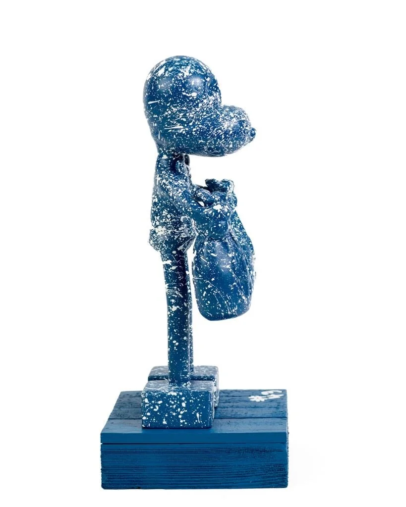 ZVG-S17019 Zevi G Art MR. MONEYBAGS blue white 12 inch Sculpture 2017 3.JPG