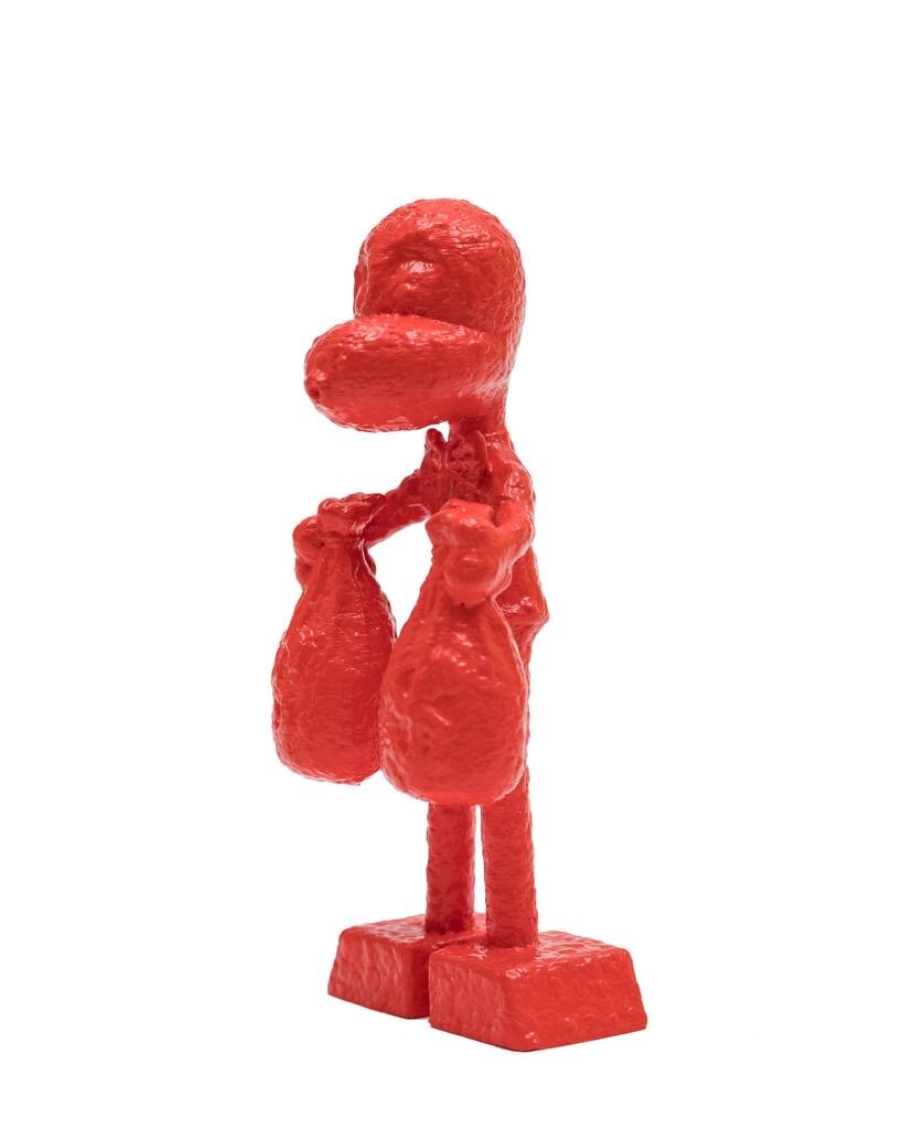 ZVG-S17021 Zevi G Art MR. MONEYBAGS red 6 inch Sculpture 2017 3.JPG