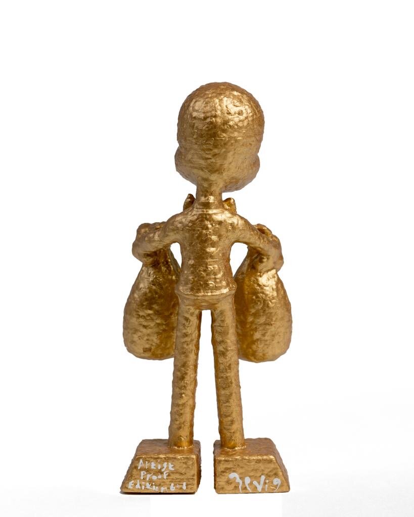 ZVG-S17024 evi G Art MR. MONEYBAGS Gold 6 inch Sculpture 2017 4.JPG