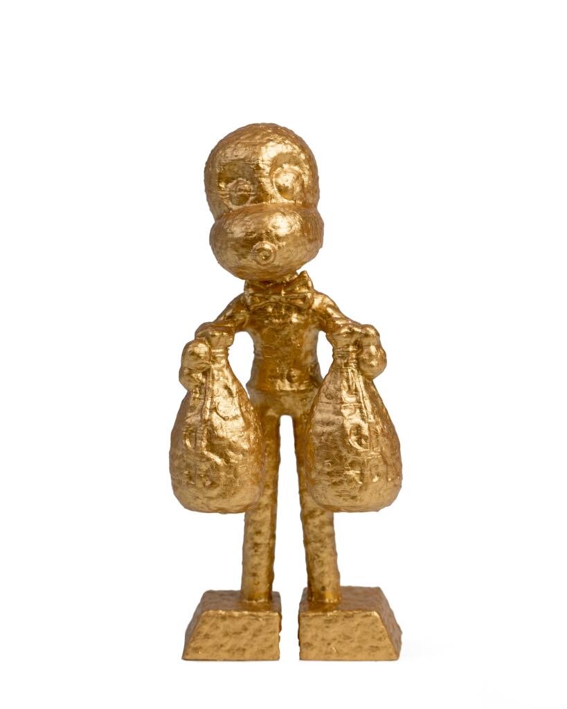ZVG-S17024 evi G Art MR. MONEYBAGS Gold 6 inch Sculpture 2017.JPG