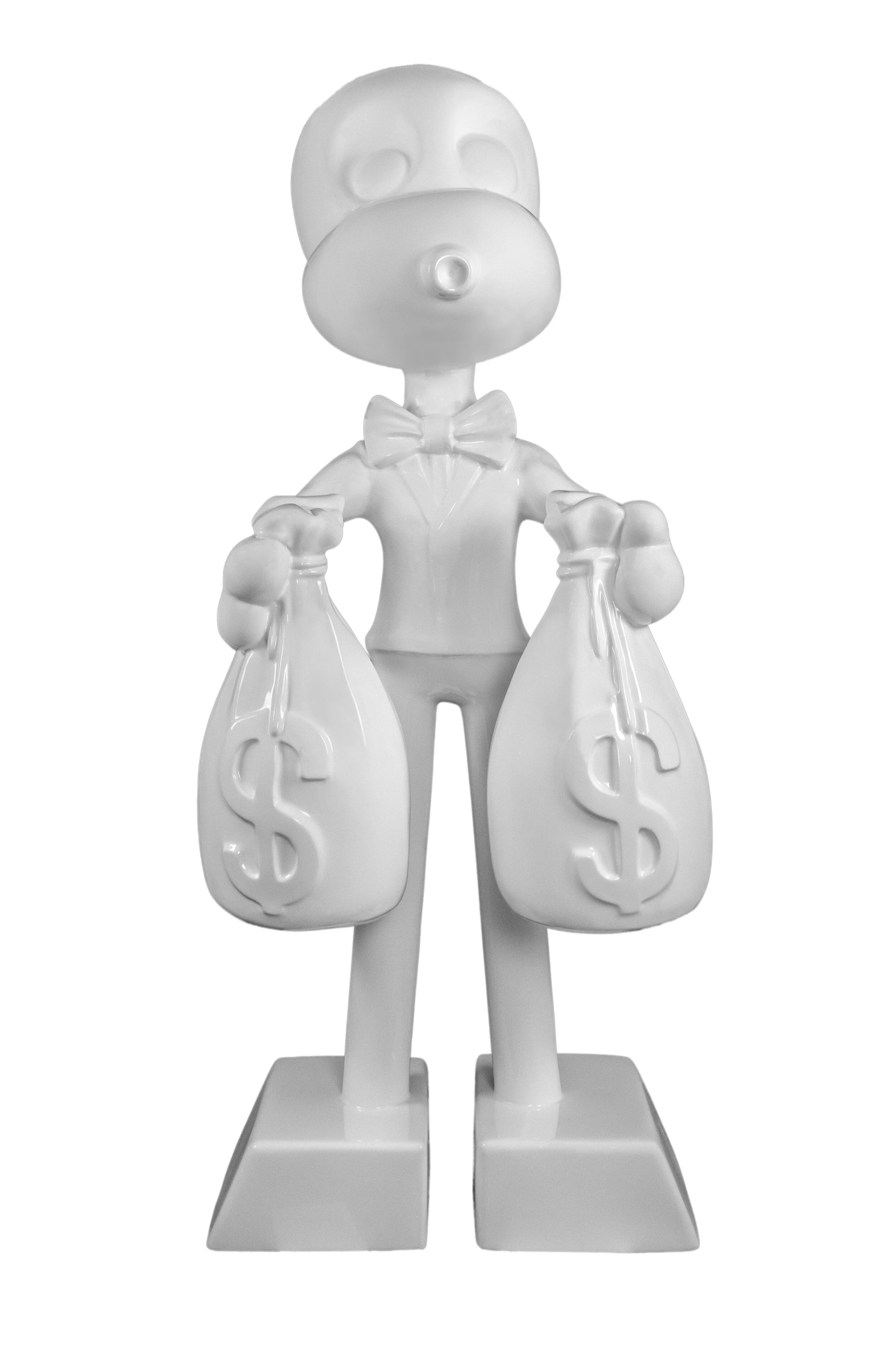 ZVG-S18058 Zevi G Art MR. MONEYBAGS White 26 INCH ALUMINUM SCULPTURE 2018 1.jpg
