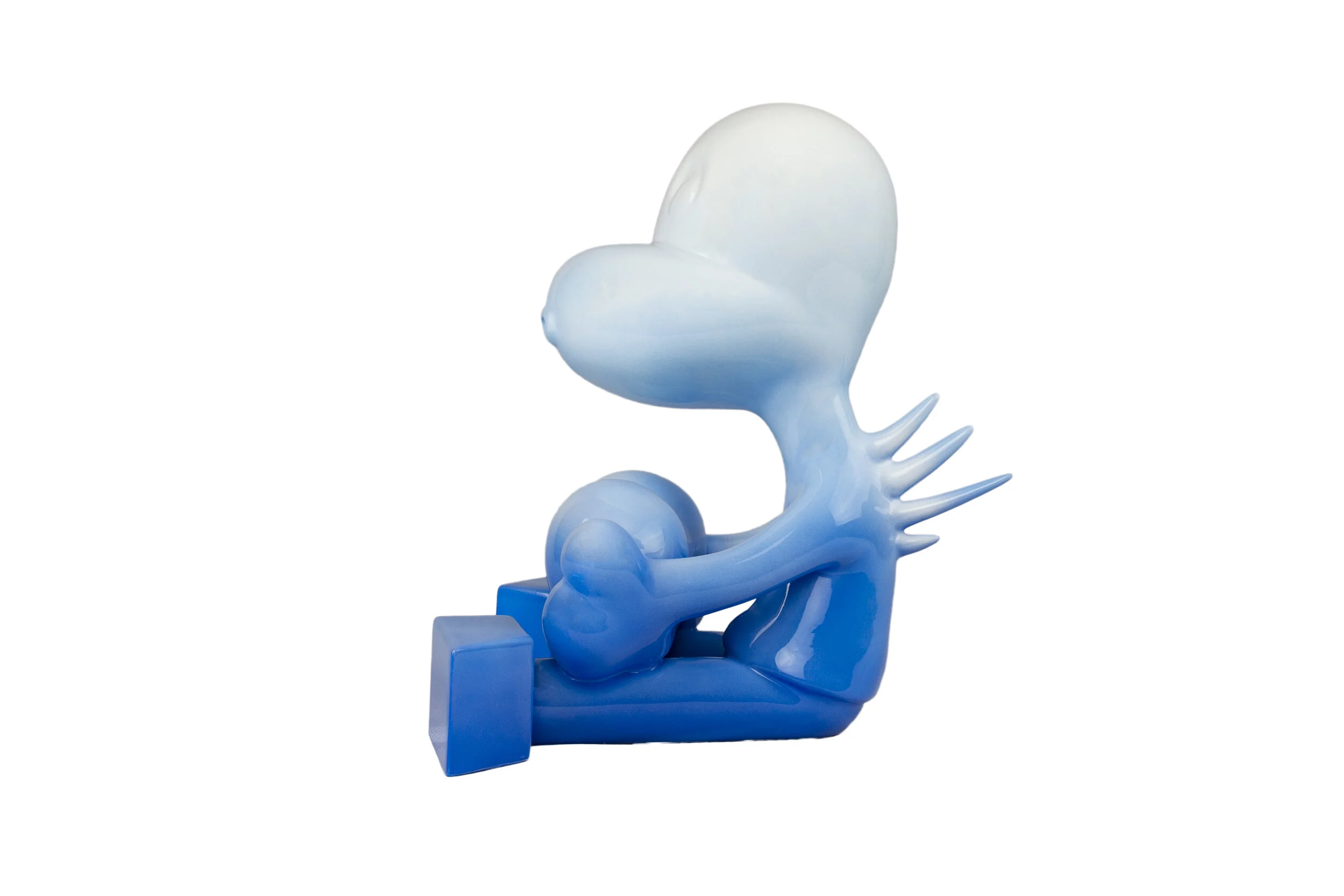 Zevi G Art SEATED MESSENGER FADE BLUE 12 INCH Resin SCULPTURE 2020 4.jpg