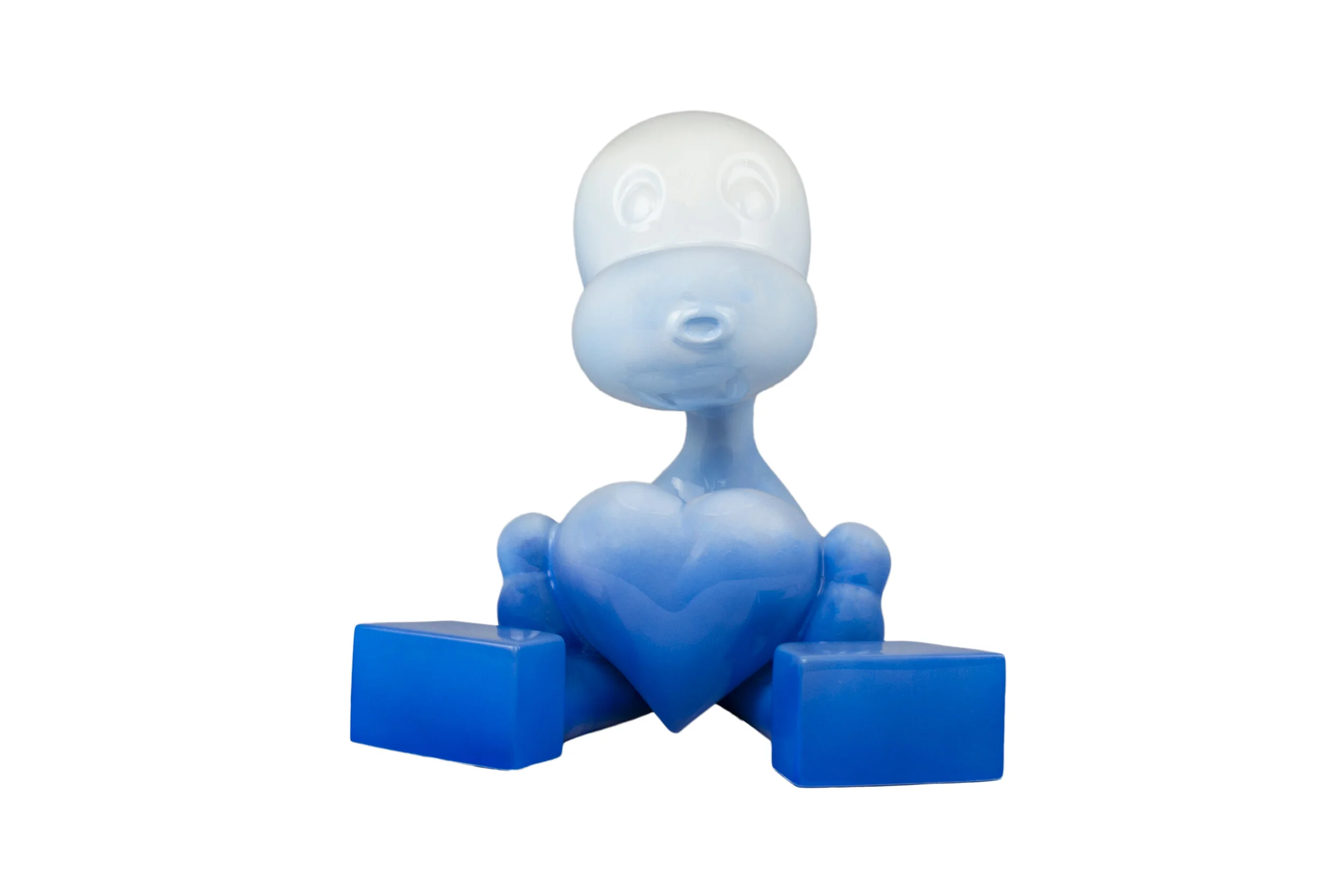 Zevi G Art SEATED MESSENGER FADE BLUE 12 INCH Resin SCULPTURE 2020 1.jpg