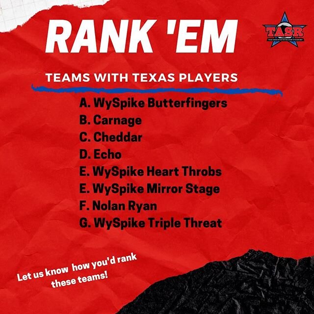 Comment below how you would power rank these teams! 
I think it&rsquo;s pretty clear Texas has a pretty strong line up this year 💪🏽💪🏽
