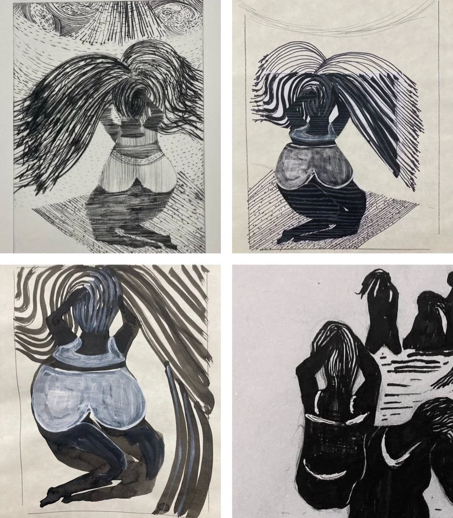 Seeking to unravel reason. A backwards process grid. 

#printmaking #drypoint #drypointetching #inksketch #hair