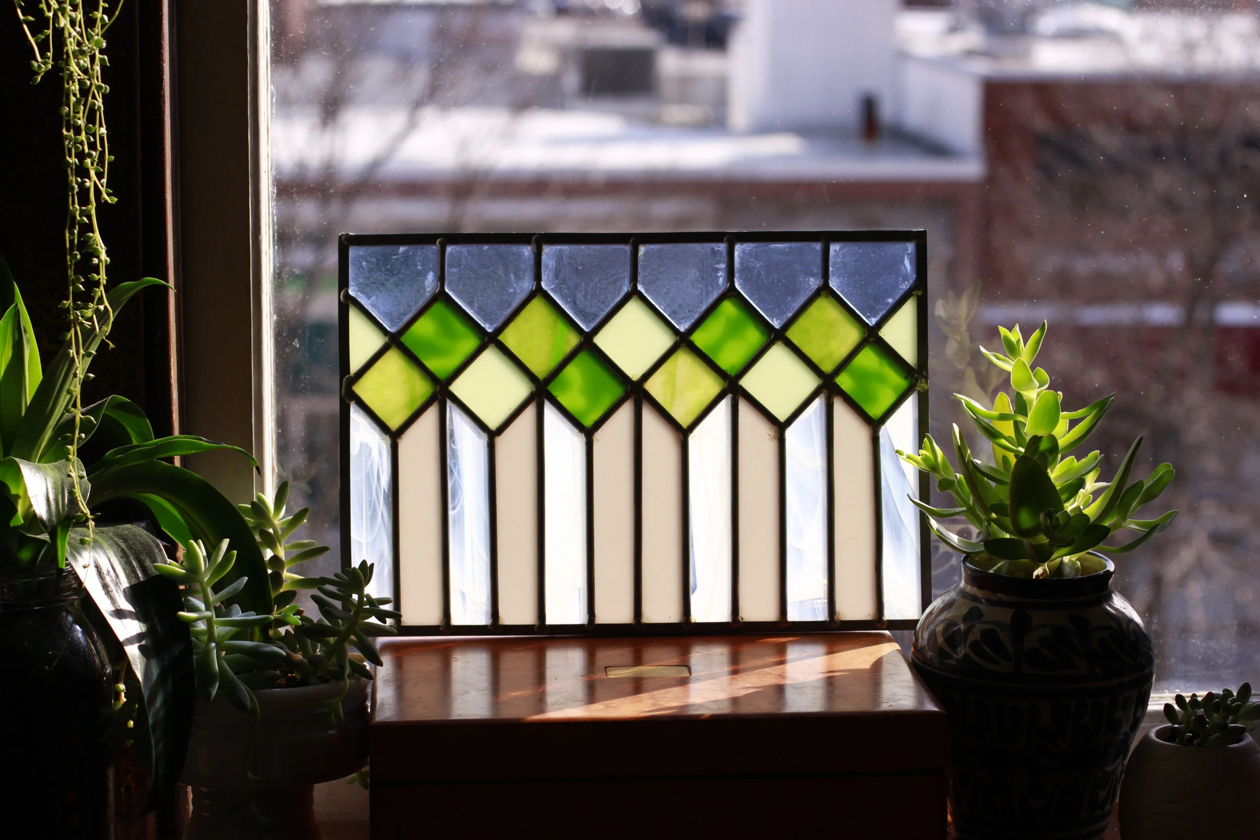 Green and White Small Privacy Panel