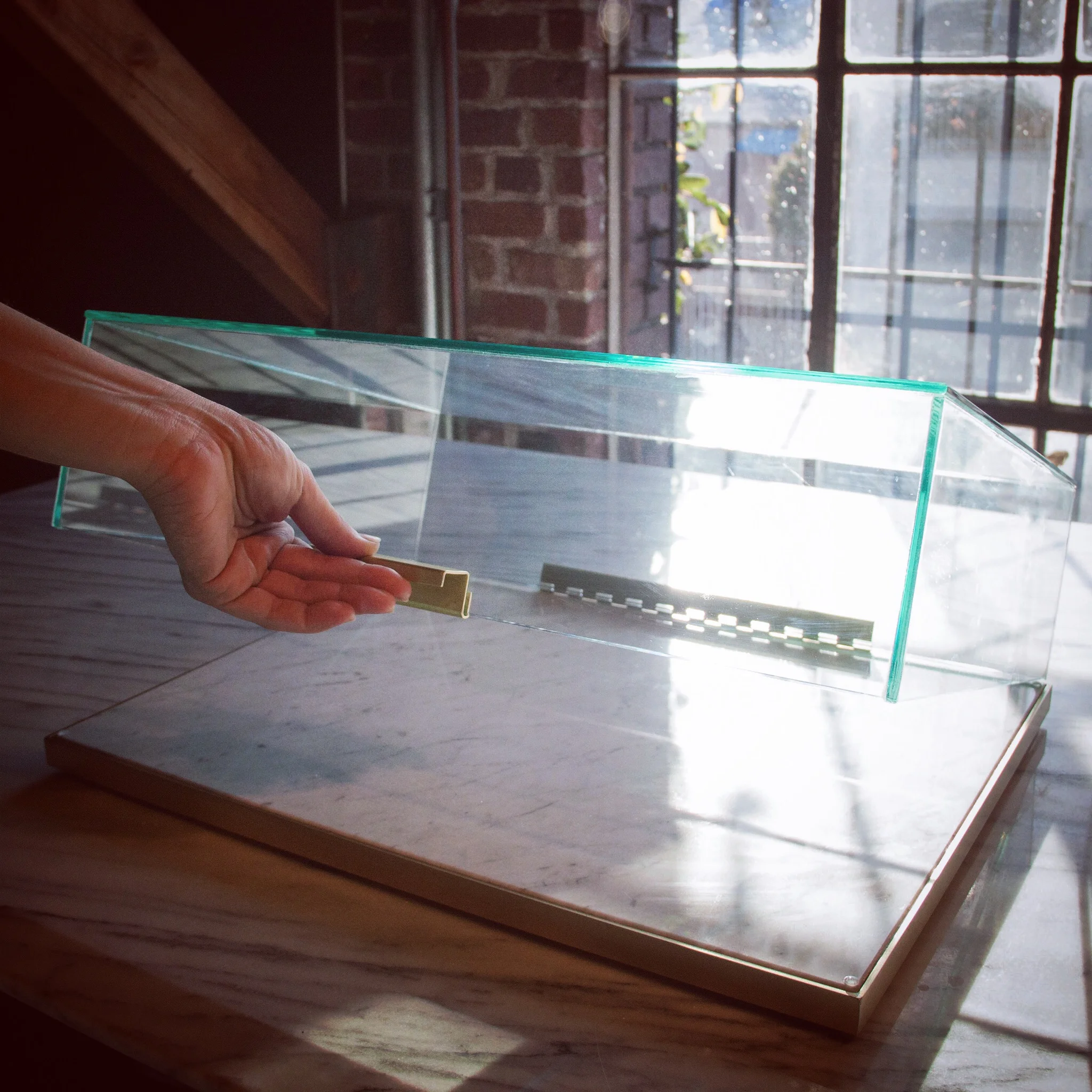Retail Display Case with Brass Accents