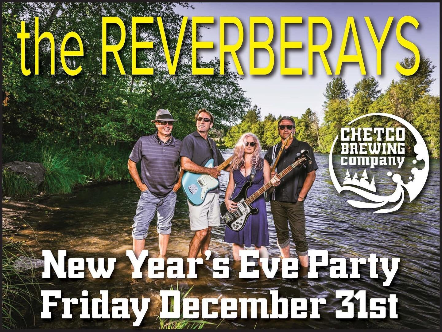 Super stoked for NYE @chetcobrewing in Brookings!! Join us from 6-10 pm Dec. 31st for surf tunes and some of the best beer on the planet!  #seriouslygreatbeer #surfmusic #thereverberays #newyearseveinbrookings #celebrate2022withus