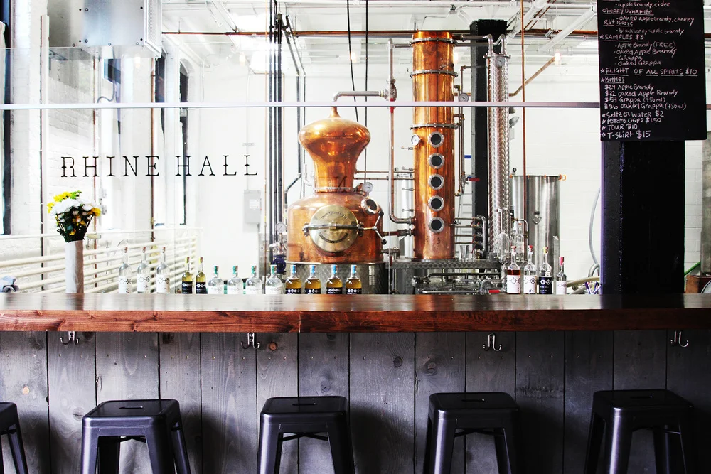 Rhine Hall Distillery in Fulton Market offers tours, cocktail classes, and hosts private events.